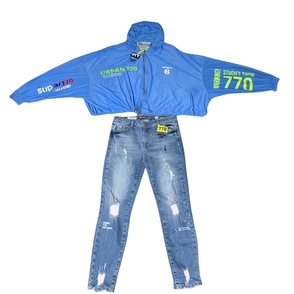 Sevenseventy New With Tags Detroit 6 Jacket and Jeans Unique Handmade Fashion